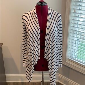 Kenneth cole navy and white striped cardigan